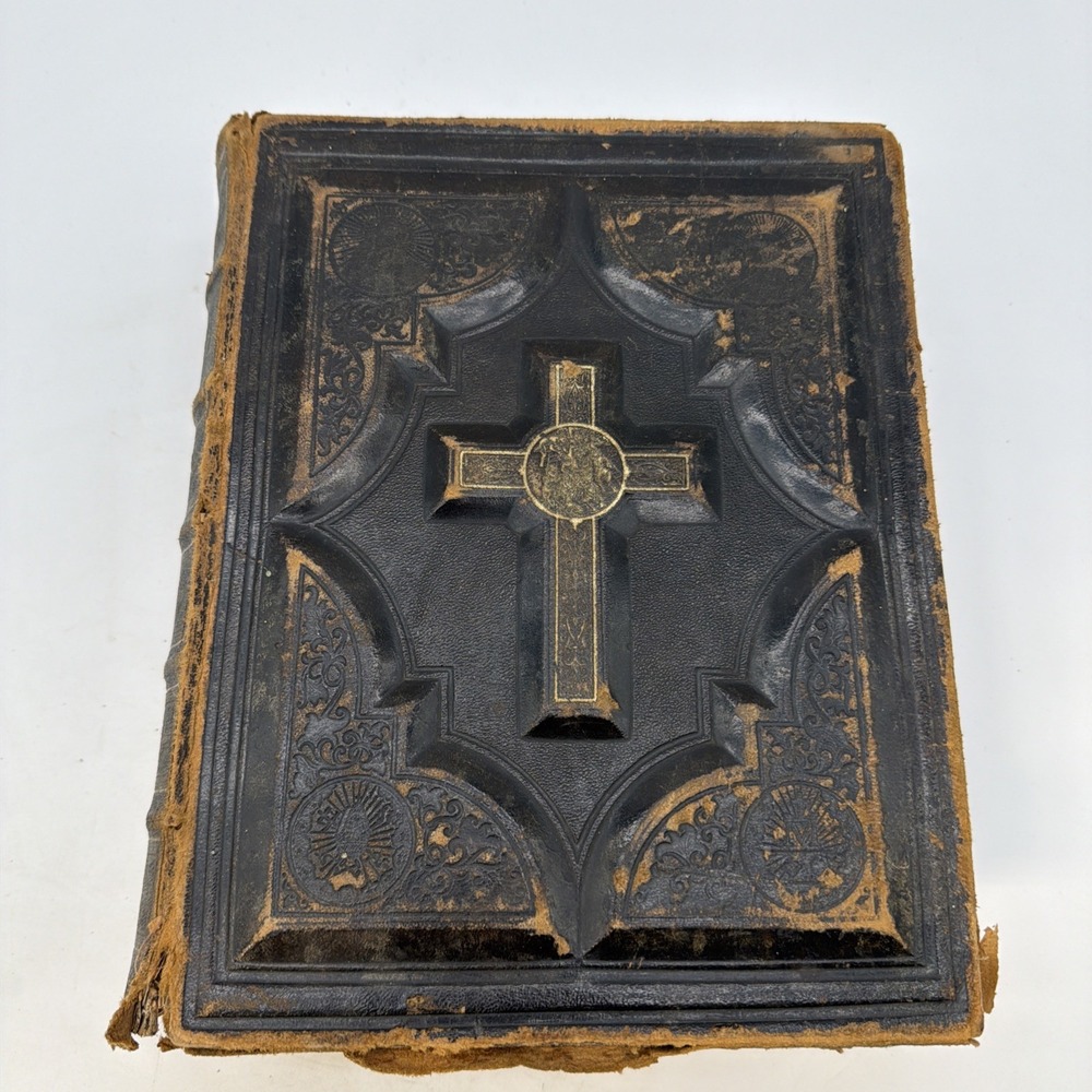 1875 Antique Douay Version Catholic Family Bible John E. Potter and Company